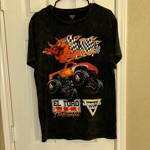 NWOT Monster Jam El Toro Loco Men's Large T-Shirt - Acid Wash Black